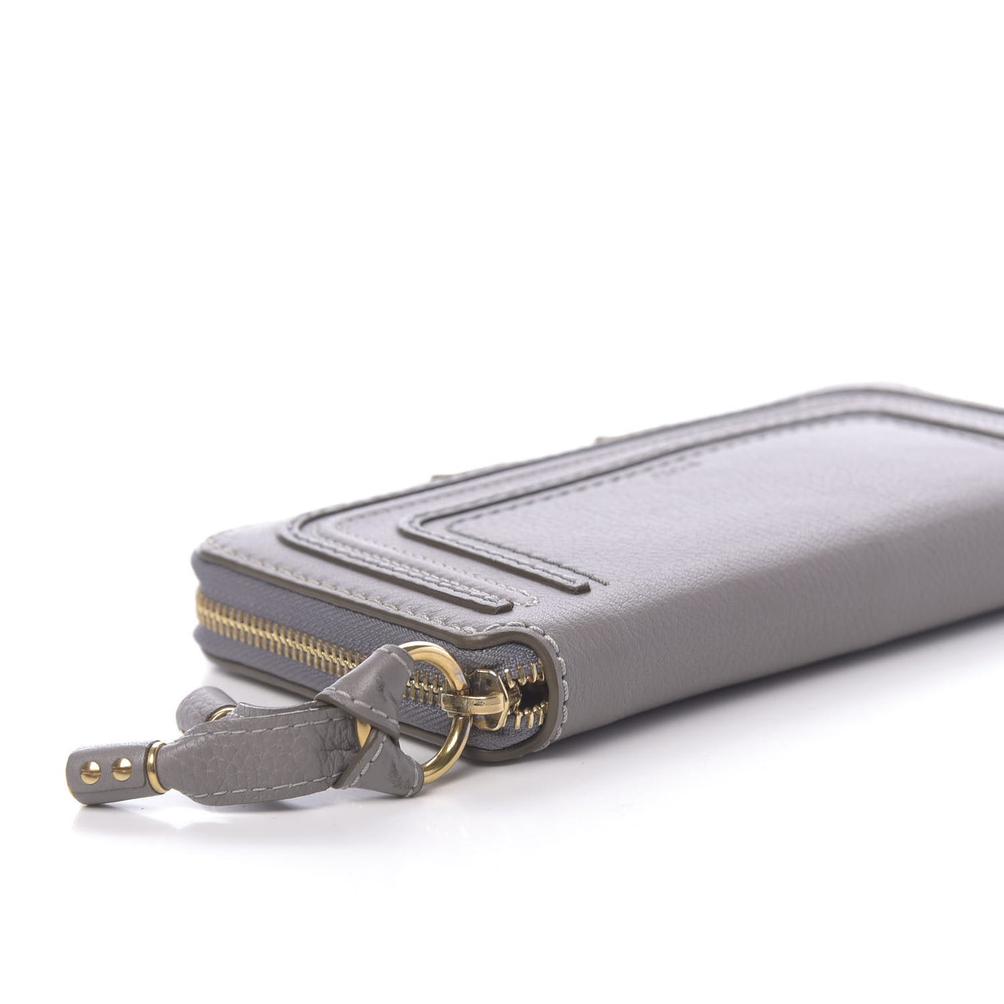 Calfskin Marcie Long Zip Around Wallet Cashmere Grey