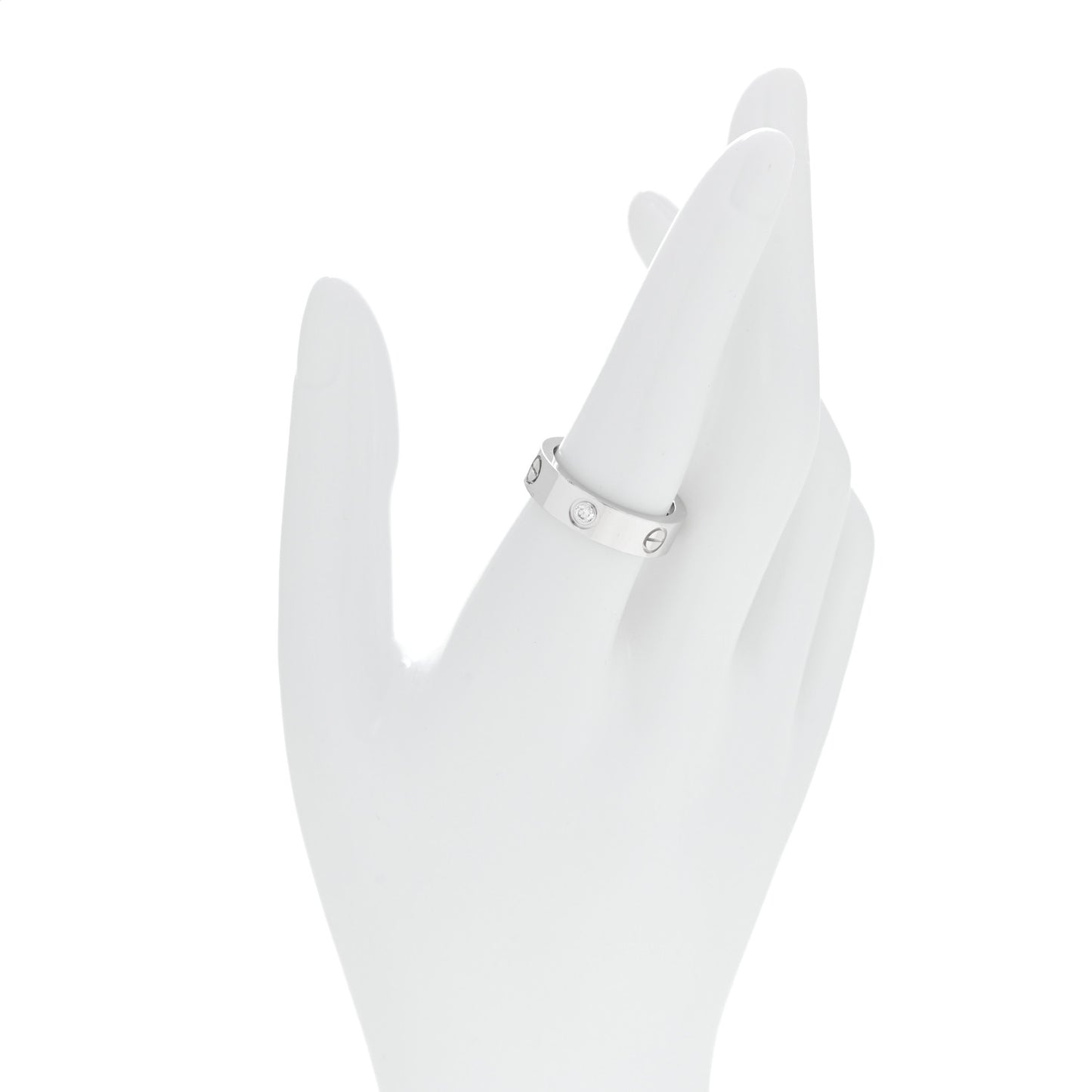 18K White Gold 3 Diamond 5.5mm LOVE Ring 57 8