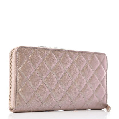 Chanel Iridescent Caviar Quilted Long Zip Around Wallet Beige 3 of 9