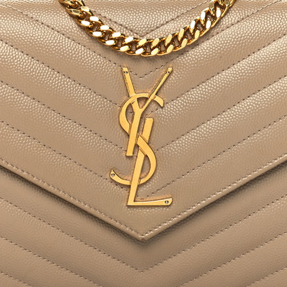 Saint Laurent Grain De Poudre Matelasse Chevron Monogram Chain Wallet Nude Powder 8 of 10