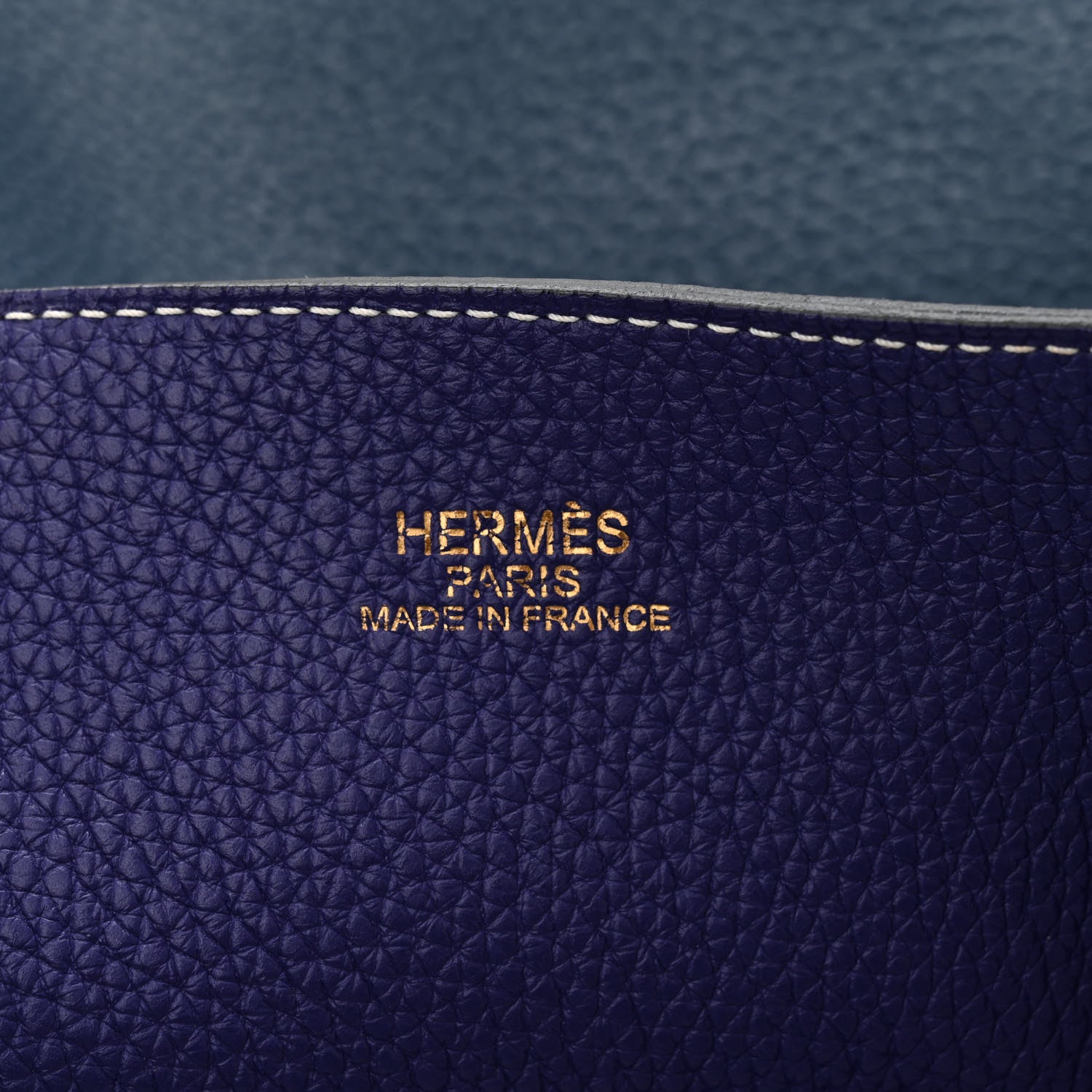Hermes Taurillon Clemence Double Sens 36 Reversible Tote Iris Bleu De Malte 10 of 17
