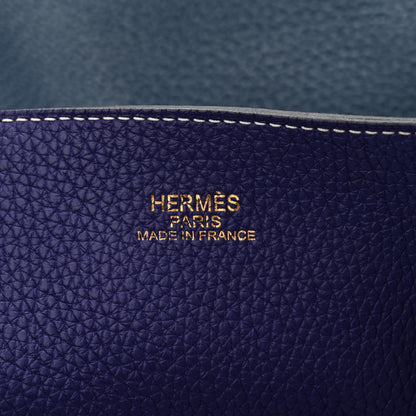 Hermes Taurillon Clemence Double Sens 36 Reversible Tote Iris Bleu De Malte 10 of 17