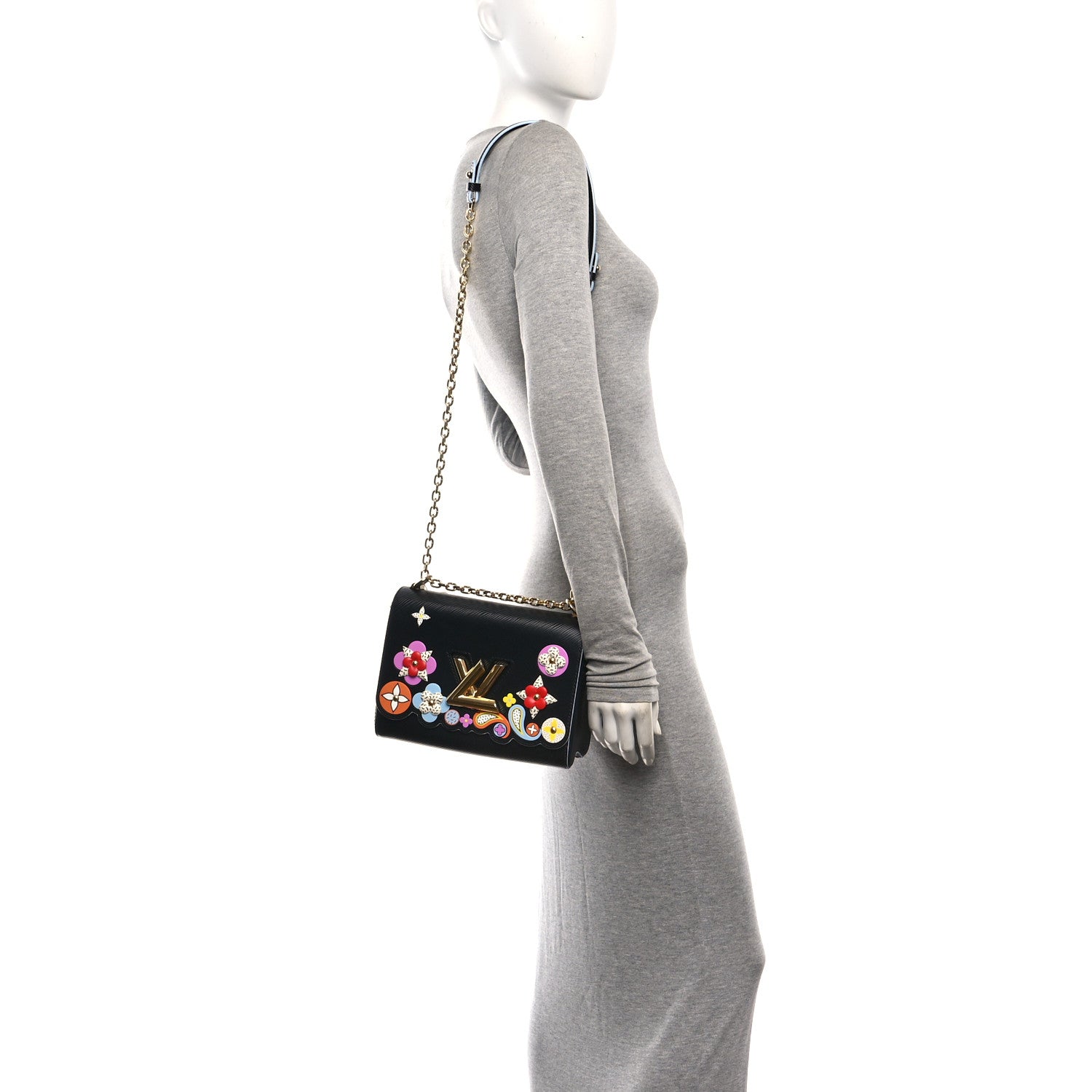 Louis Vuitton Epi Blooming Flowers Twist Shoulder Bag MM Black 2 of 11