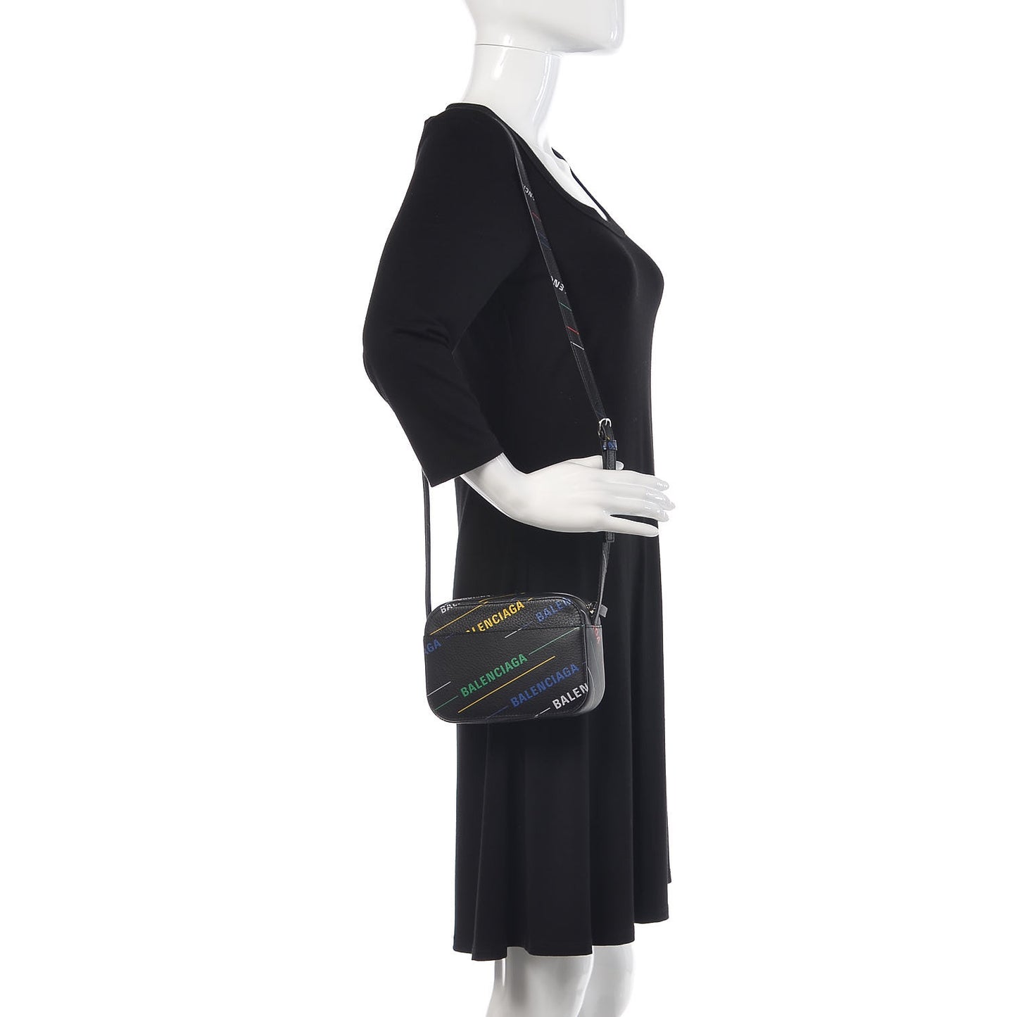 Calfskin Logo Print XS Everyday Camera Bag Black Multicolor