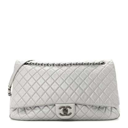 Chanel Metallic Calfskin Quilted XXL Travel Flap Bag Silver 1 of 14