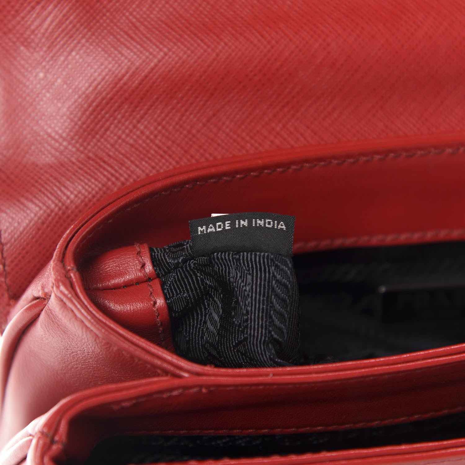 Prada Saffiano Soft Calfskin Chain Crossbody Bag Fuoco 9 of 15