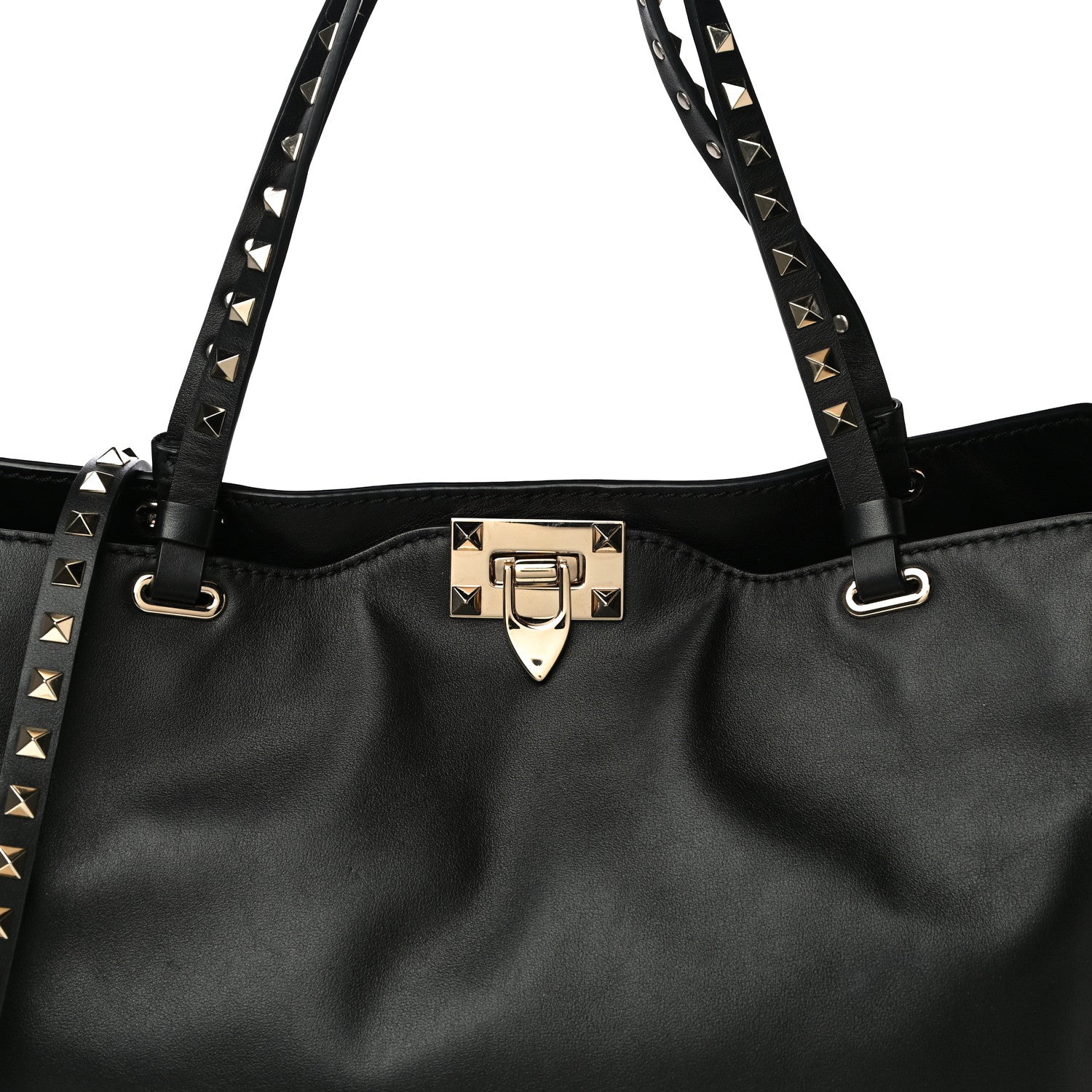 Valentino Garavani Vitello Medium Rockstud Tote Black 8 of 11