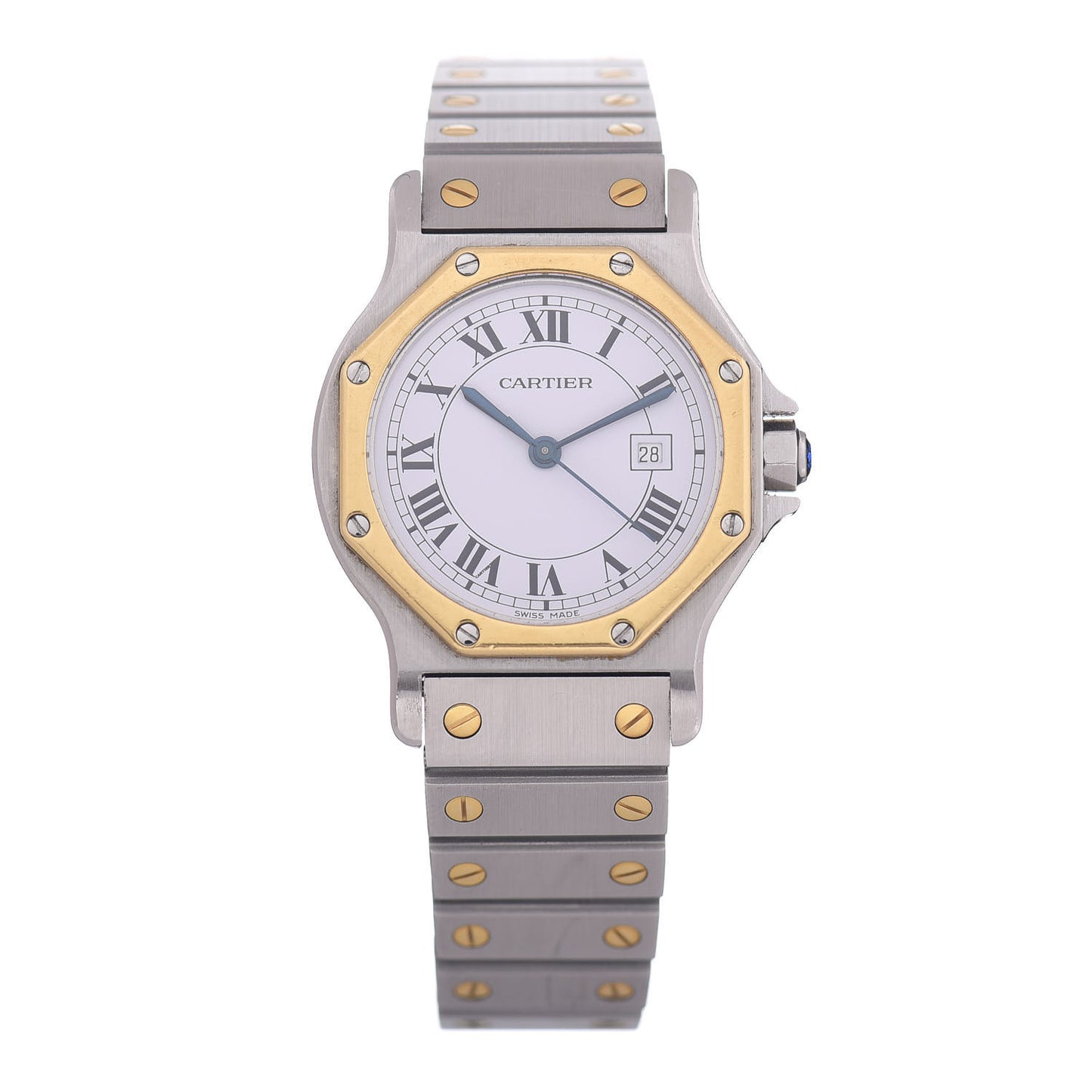 Stainless Steel 18K Yellow Gold 29mm Santos Octagon Automatic Watch