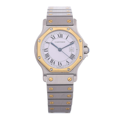 Cartier Stainless Steel 18K Yellow Gold 29mm Santos Octagon Automatic Watch 1 of 4