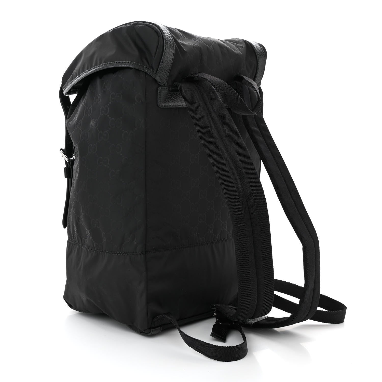 Gucci Nylon Monogram Medium Light Double Buckle Backpack Black 3 of 11