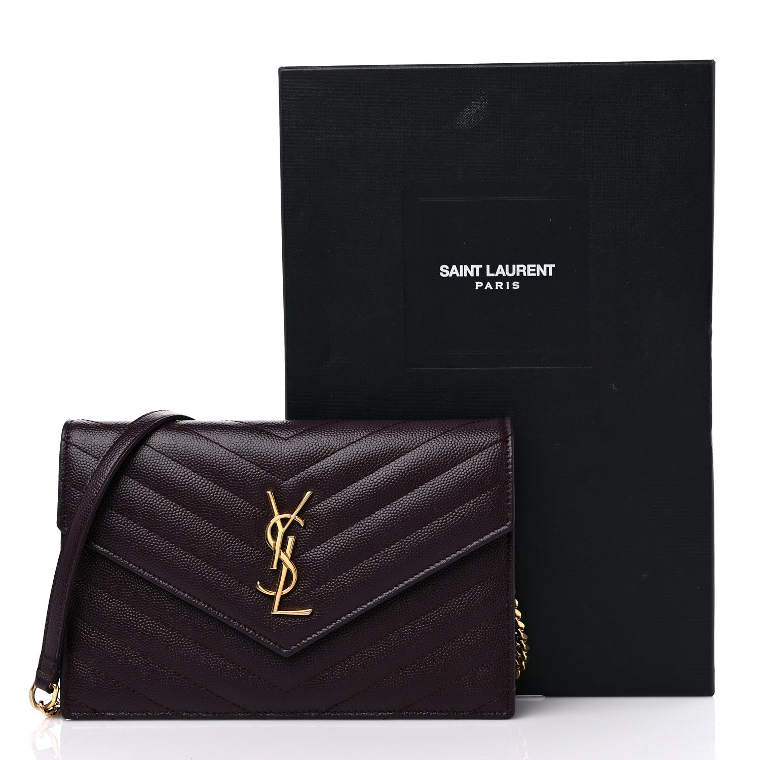 Saint Laurent Grain De Poudre Matelasse Chevron Monogram Envelope Chain Wallet Rogue Legion 12 of 12
