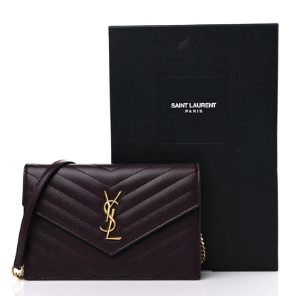 Saint Laurent Grain De Poudre Matelasse Chevron Monogram Envelope Chain Wallet Rogue Legion 12 of 12