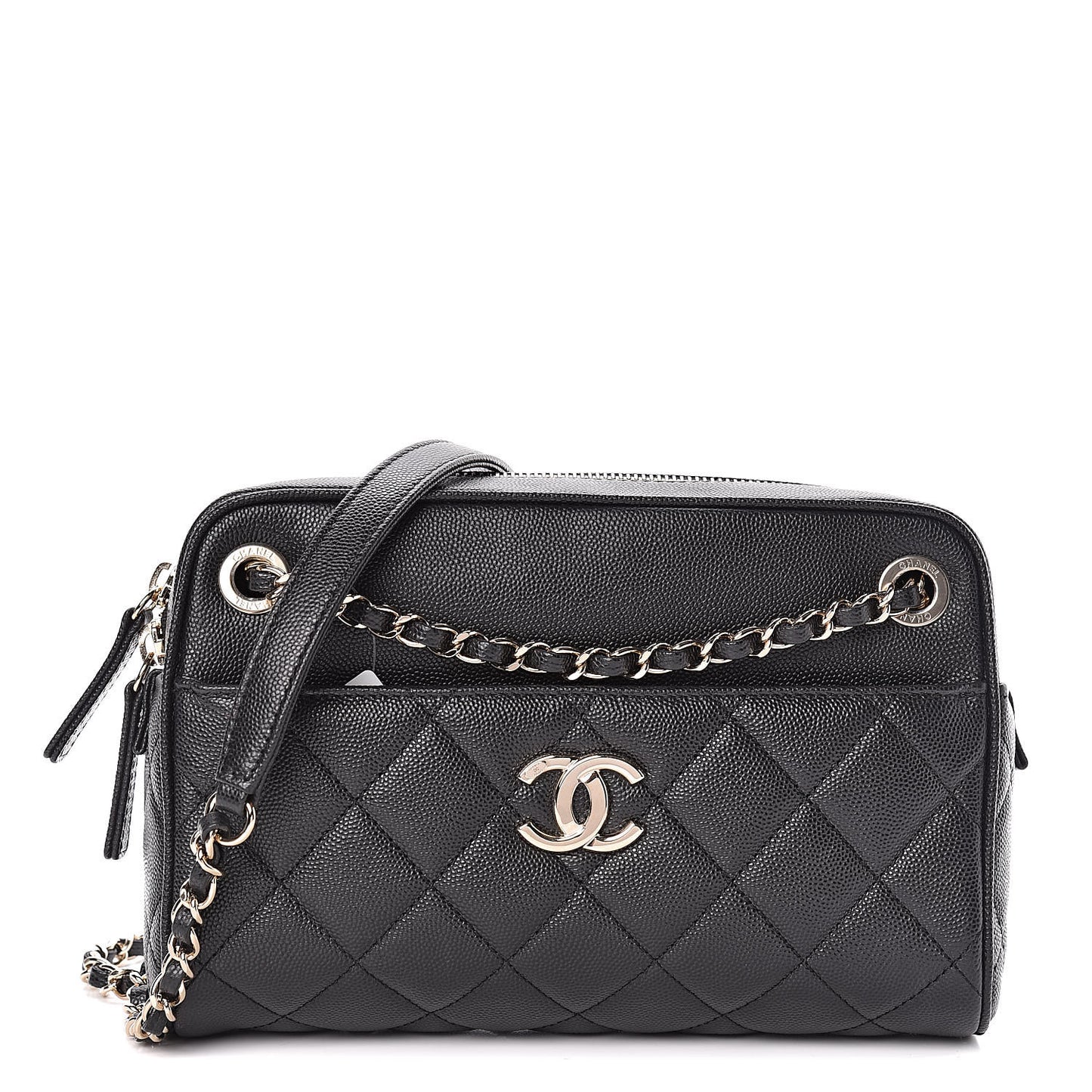 Caviar Quilted Small In & Out Camera Case Black