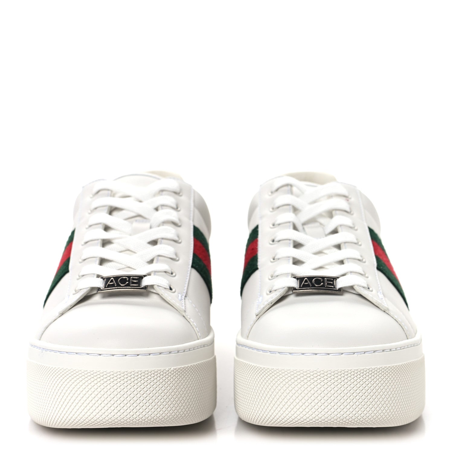 Gucci Ultralight Plume Calfskin Web Womens Ace Platform Sneakers 39 White 3 of 10