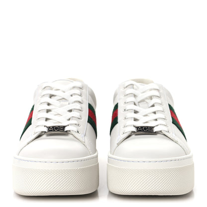 Gucci Ultralight Plume Calfskin Web Womens Ace Platform Sneakers 39 White 3 of 10