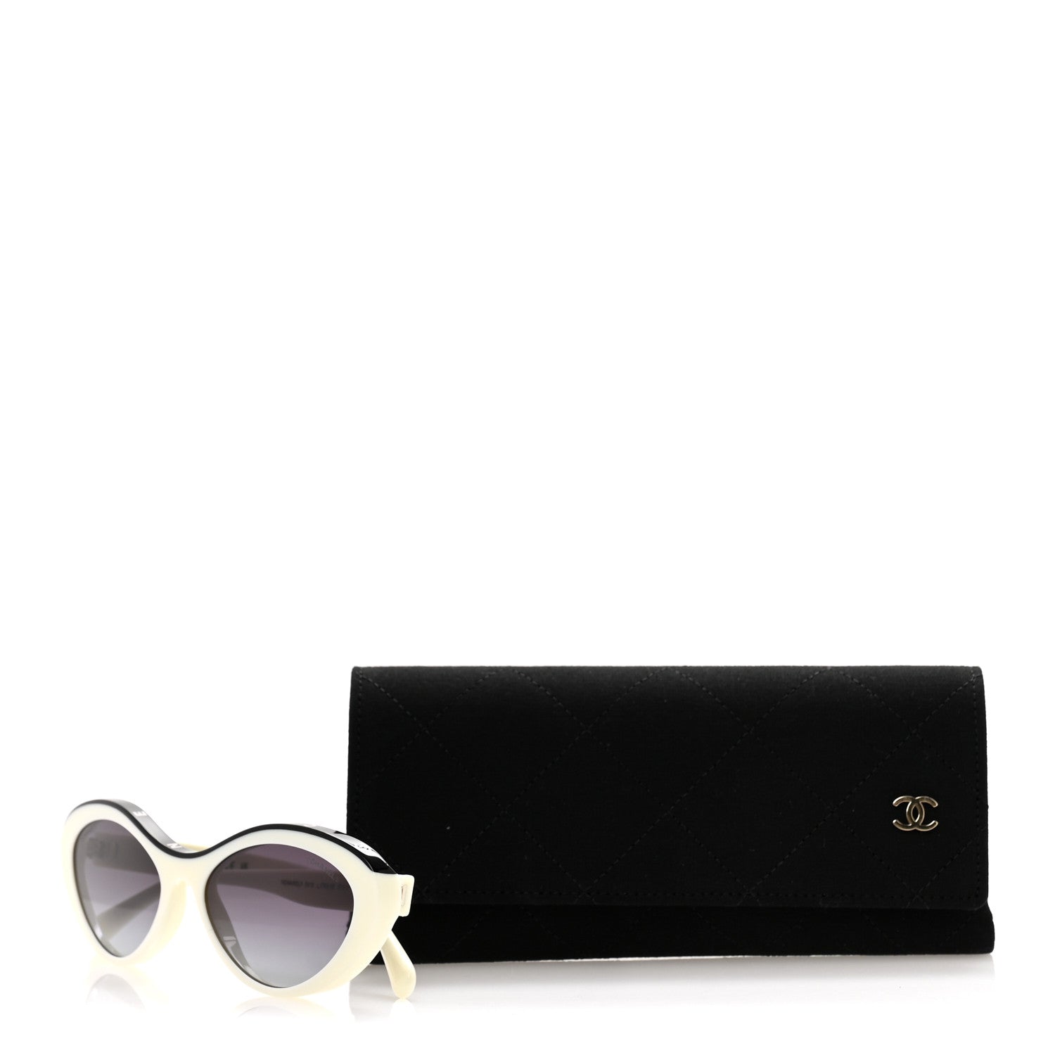 Chanel Acetate Oval Sunglasses 5416 White Black 8 of 8