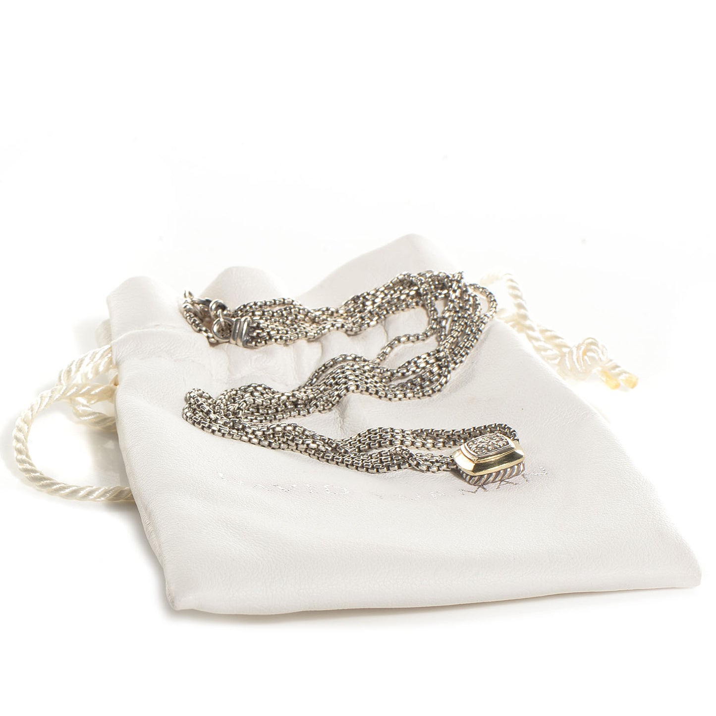 Sterling Silver 18K Yellow Gold Diamond 7mm Albion Necklace