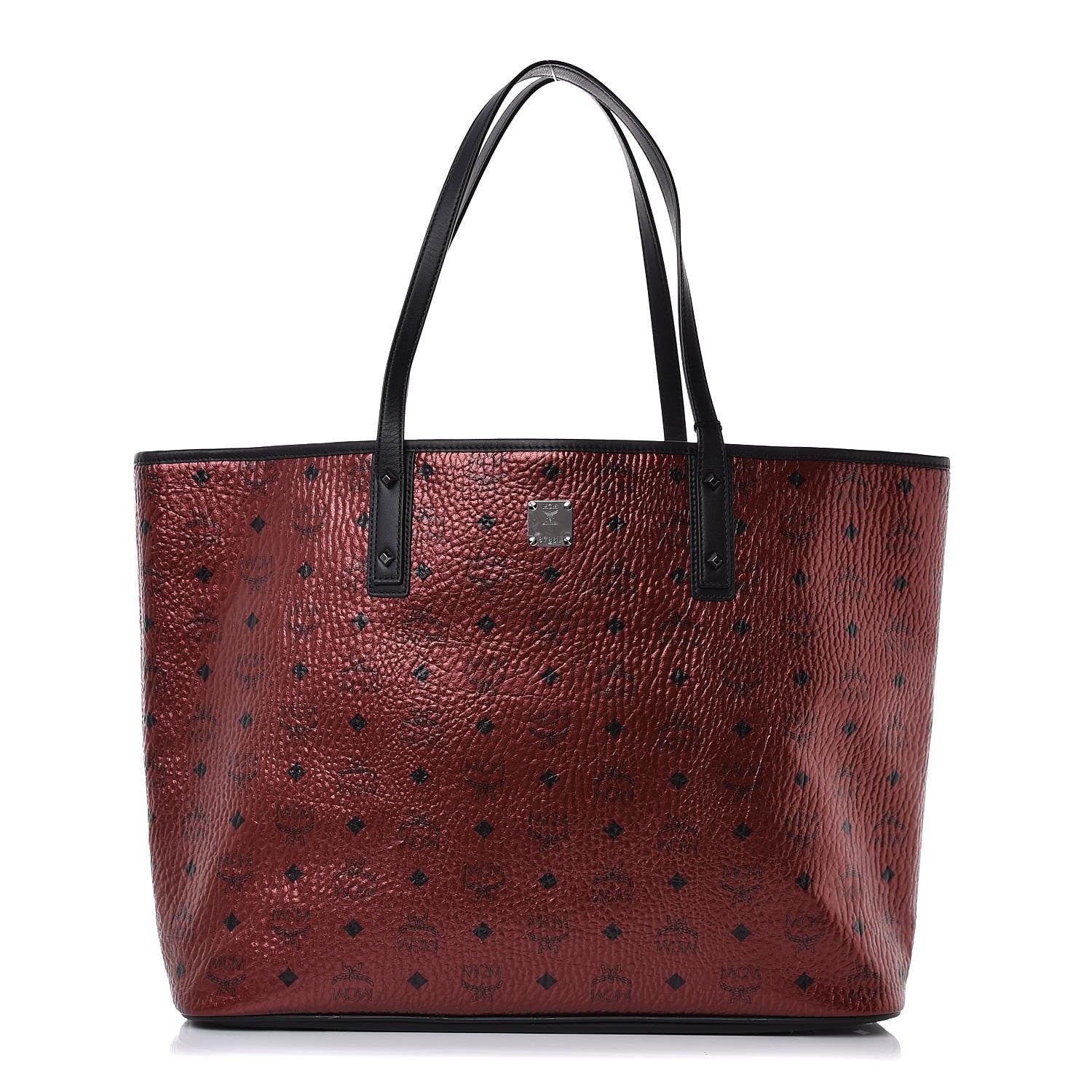 MCM Metallic Visetos Large Anya Shopper Tote Scooter Red 1 of 7
