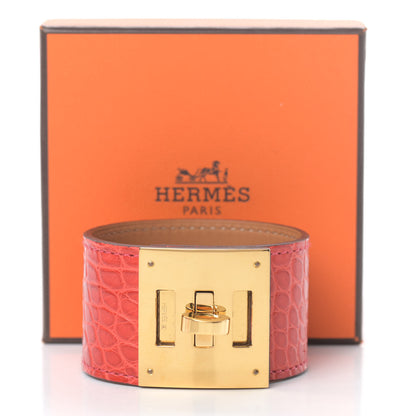 Hermes Shiny Alligator Kelly Dog Cuff Bougainvillea 6 of 6