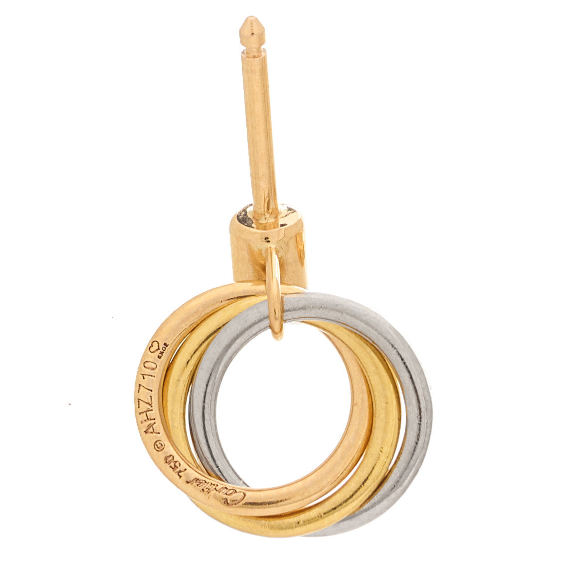 Cartier 18K Pink Yellow White Gold Diamond Trinity Drop Earrings 4 of 5