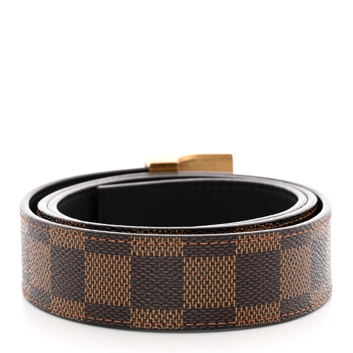 Damier Ebene LV Paris Buckle Belt 85 34 Gold