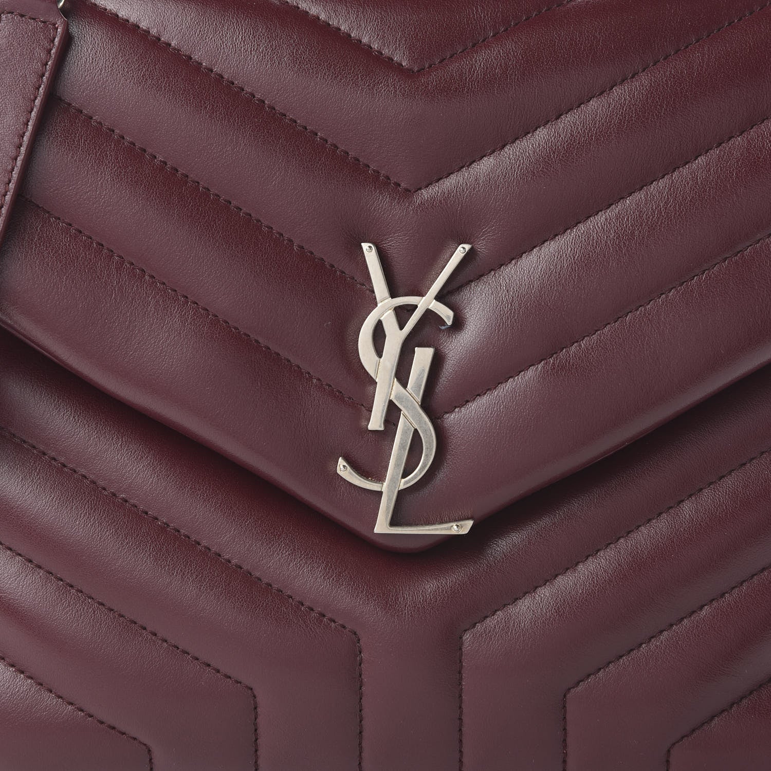 Saint Laurent Calfskin Y Quilted Monogram Medium Loulou Chain Satchel Bordeaux 9 of 9