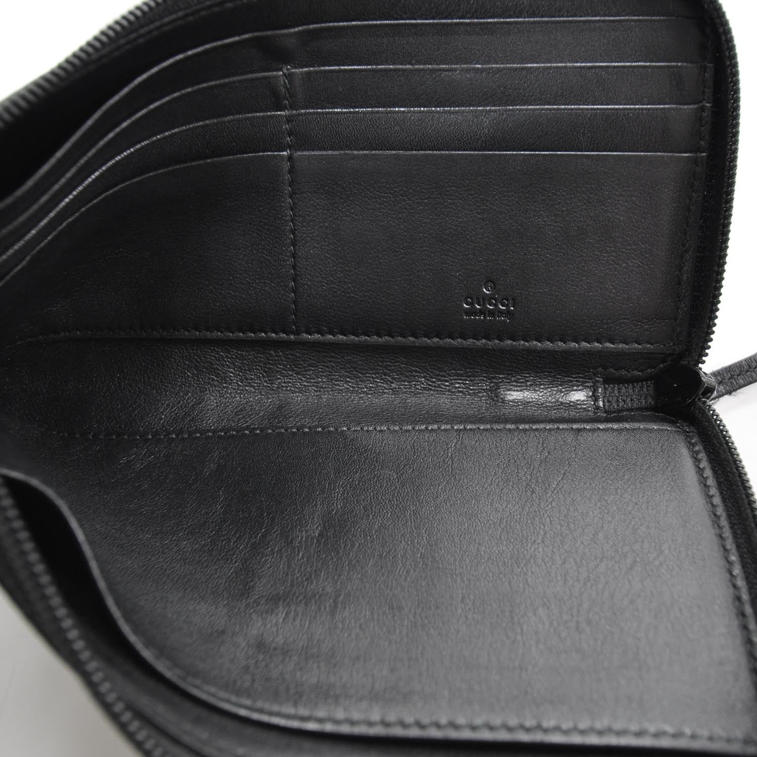 Gucci Guccissima Flat Zip Around Wallet Black 6 of 8