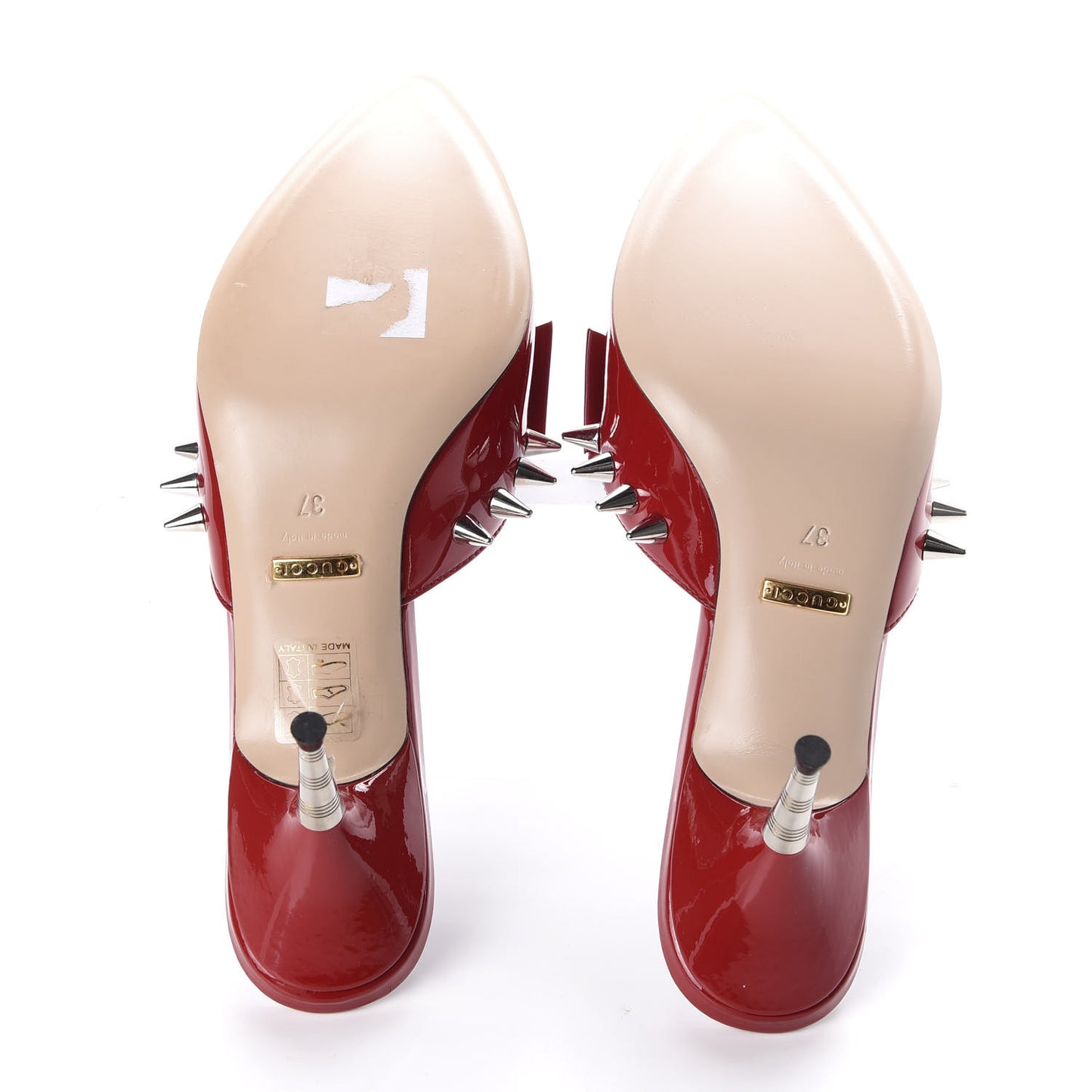 Patent GG Bow Sadie Spike Mid Heel Mules 37 Red