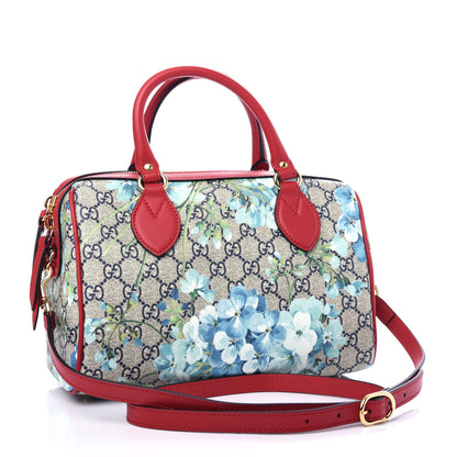 Gucci GG Supreme Monogram Blooms Small Boston Beige Blue Navy Hibiscus Red 3 of 10