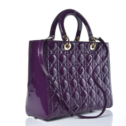 Christian Dior Patent Cannage Large Lady Dior Violet Purple 3 of 9