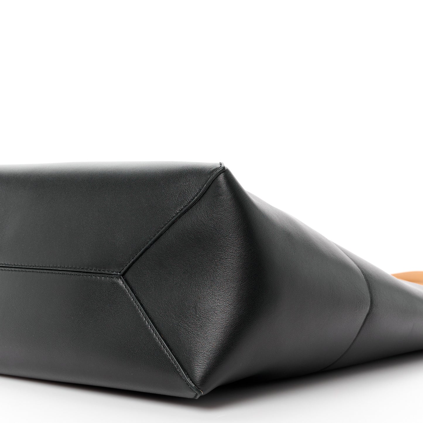 Shiny Calfskin Medium Puzzle Fold Tote Warm Desert Black