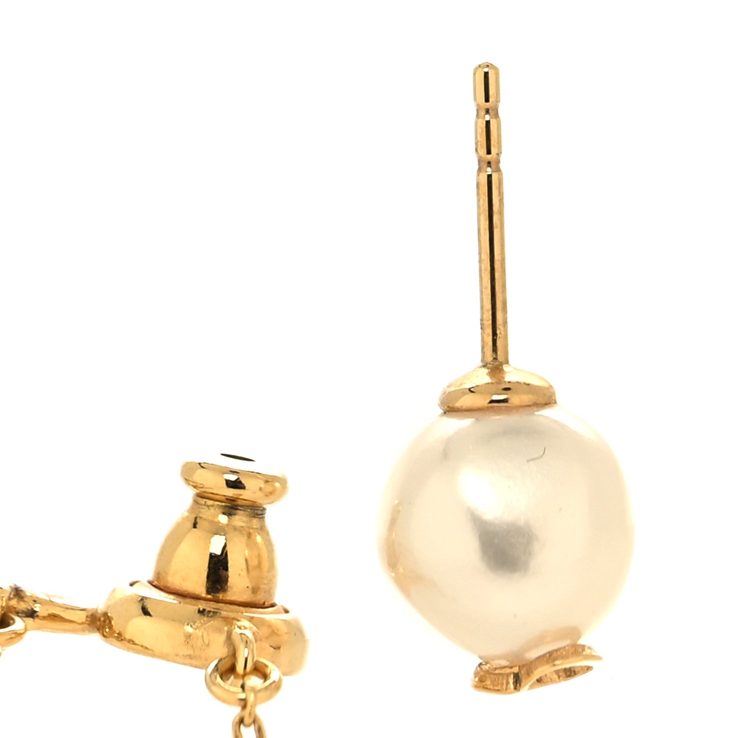 Christian Dior Pearl Shiny-D Earring Gold 3 of 4