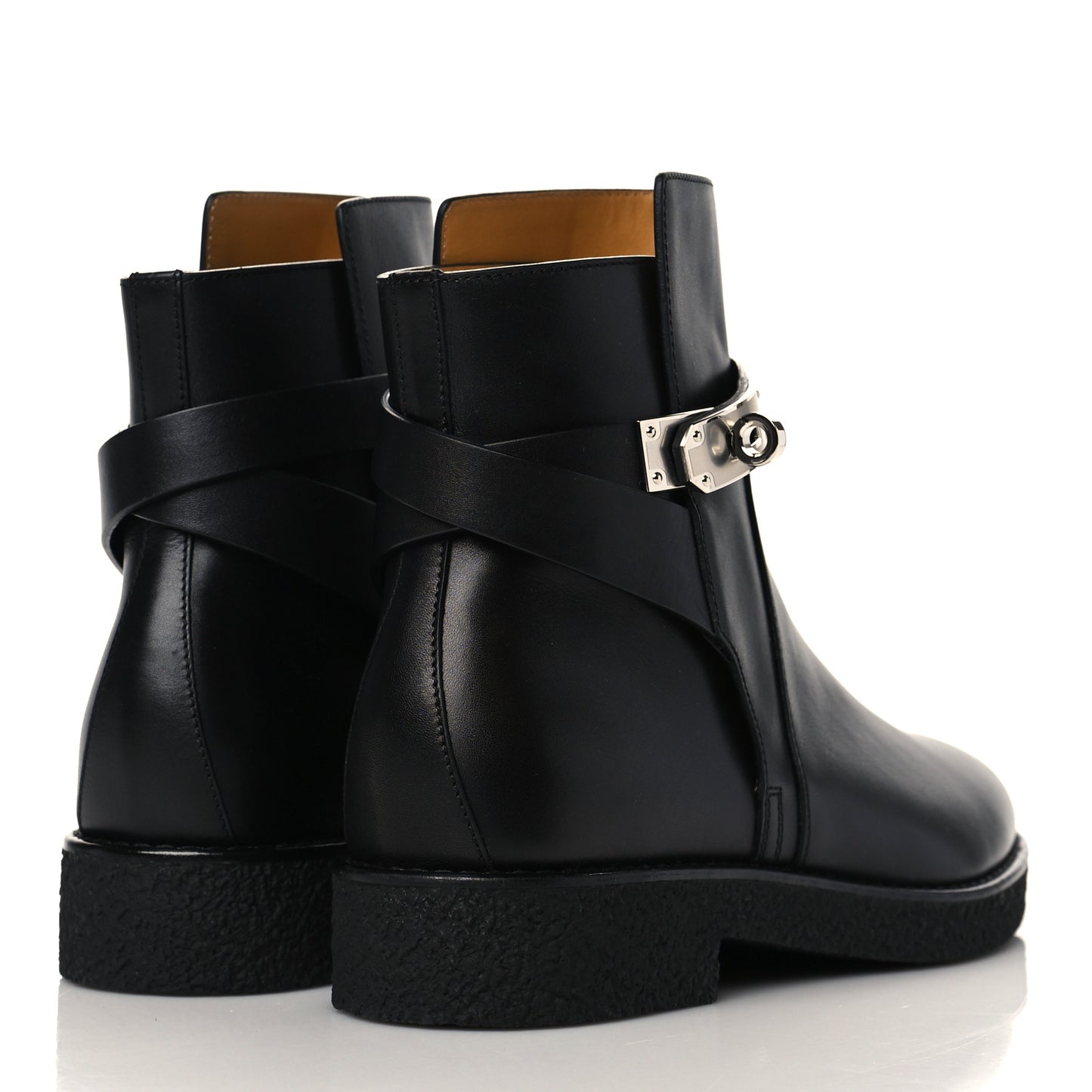 Calfskin Follow Ankle Boots 37.5 Black