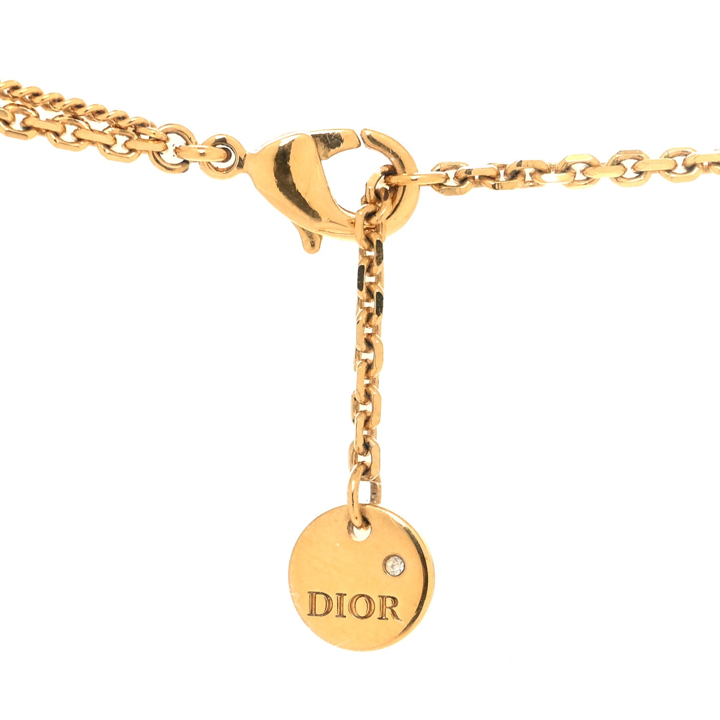 Metal Crystal Petit CD Double Necklace Gold