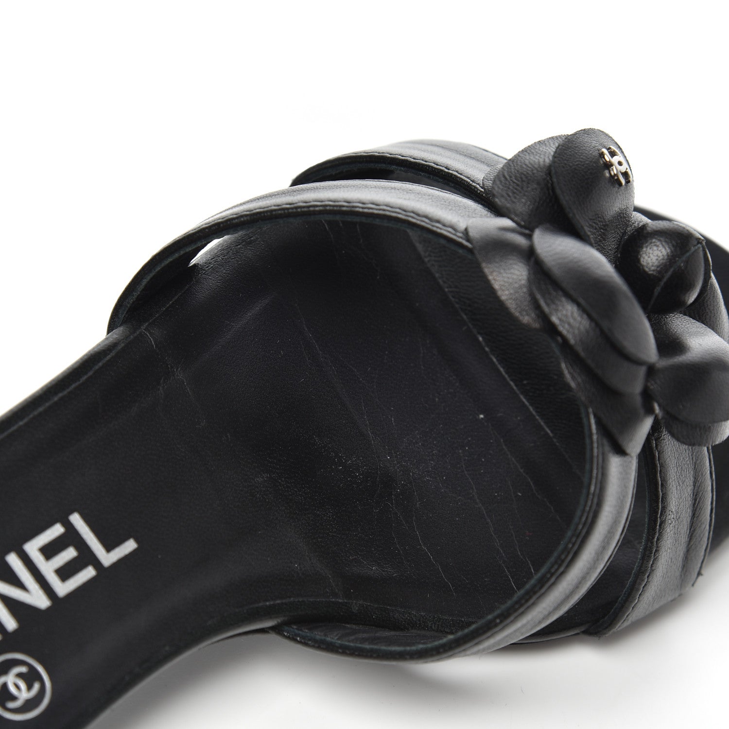 Chanel Lambskin Camellia Sandal Mules 35 Black 9 of 14