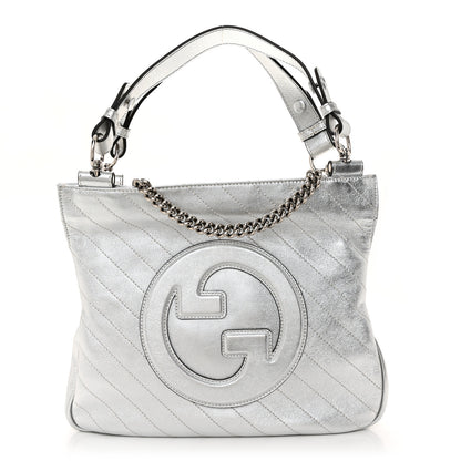 Gucci Sakai Be Green Calfskin Diagonal Stitched Small Blondie Tote Silver 1 of 10