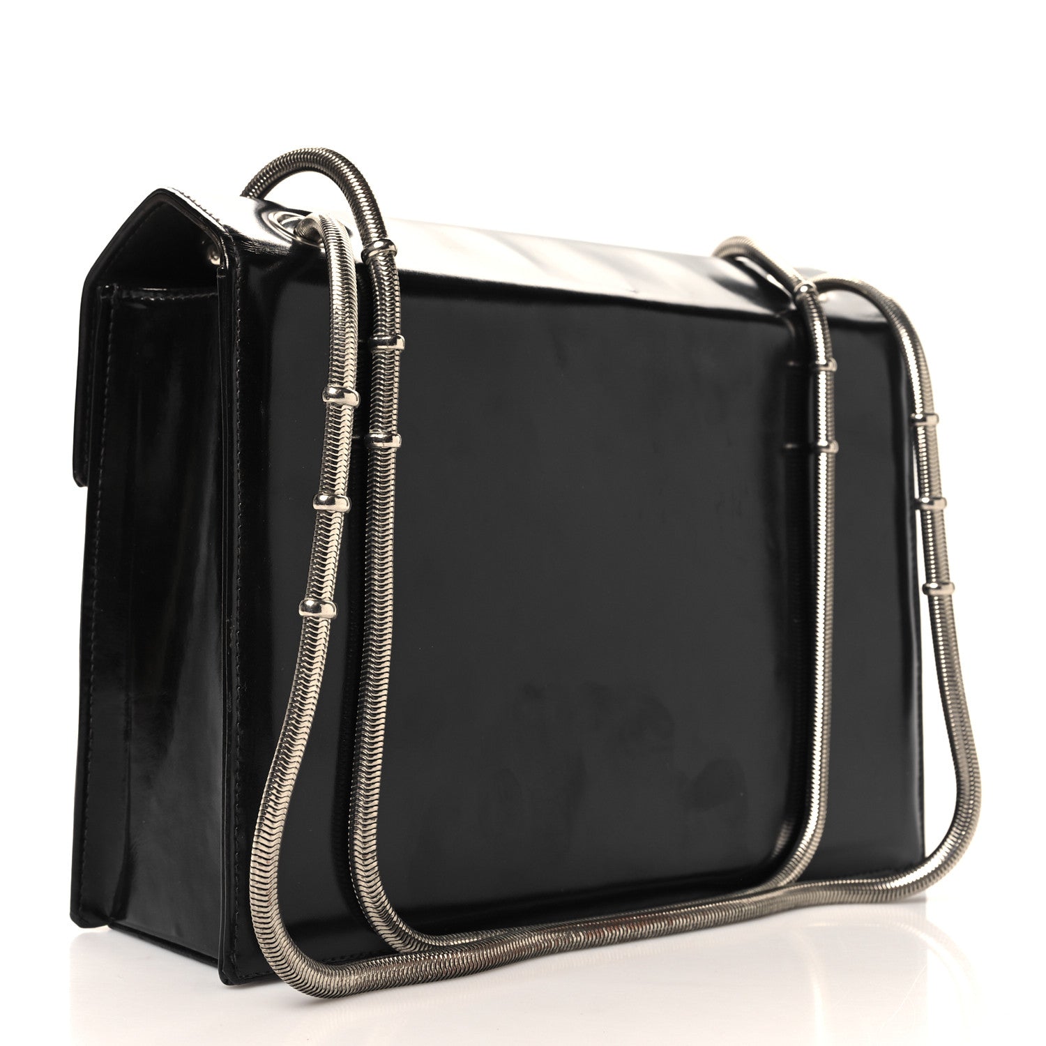 Chanel Lambskin Patent CC Snake Chain Flap Bag Black 3 of 11
