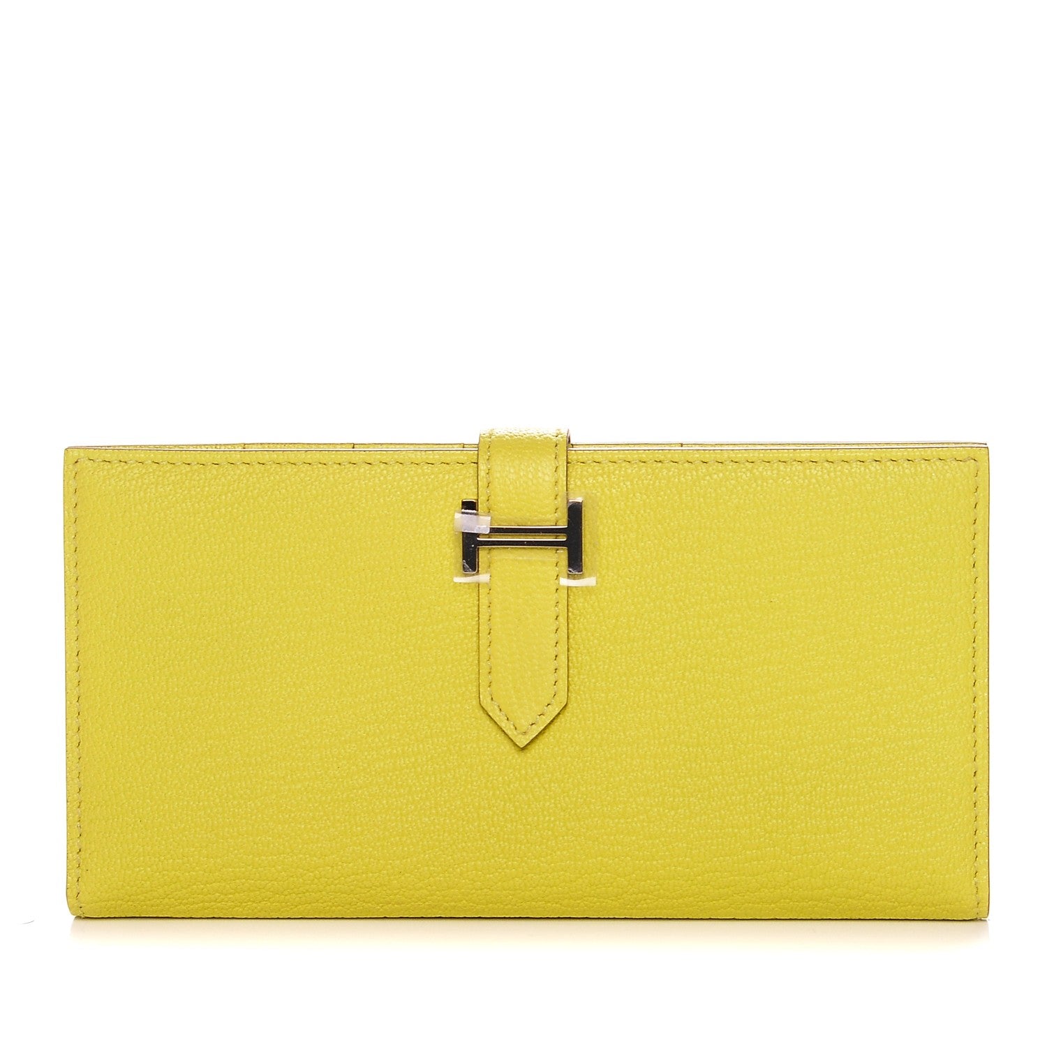Hermes Chevre Mysore Bearn Gusset Wallet Lime 1 of 6