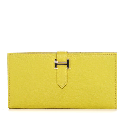Hermes Chevre Mysore Bearn Gusset Wallet Lime 1 of 6