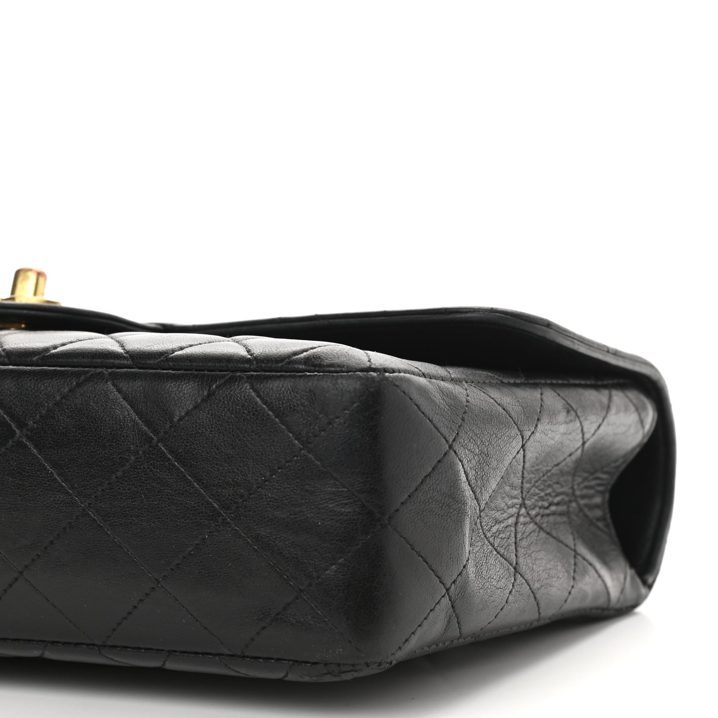 Lambskin Quilted Medium Rectangular Kelly Flap Bag Black