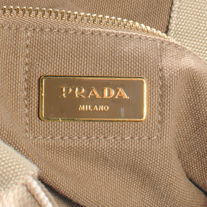 Prada Canvas Canapa Stampata Tote Marrone 7 of 9
