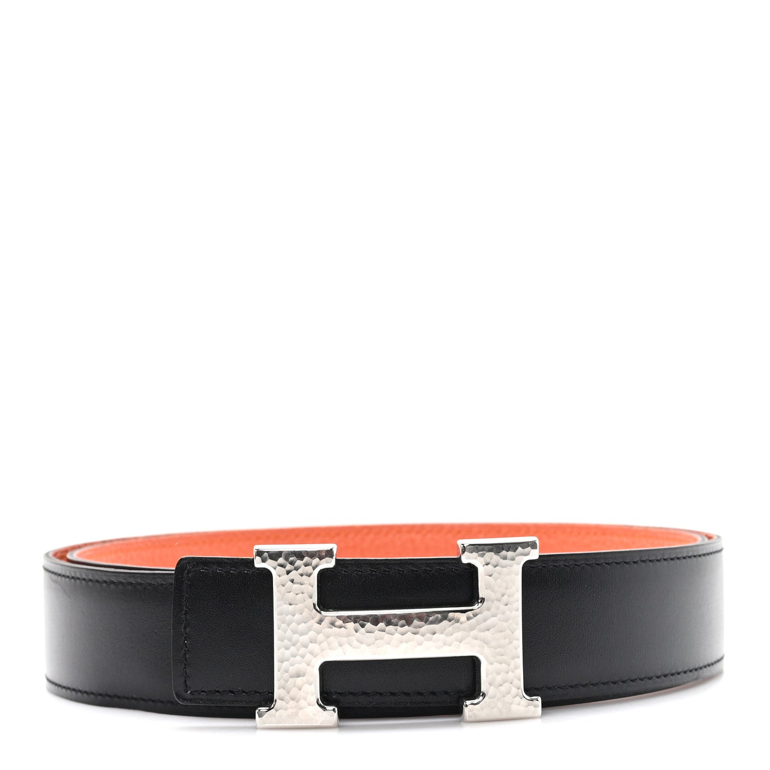 Hermes Box Togo 32mm Martelee Constance Belt 95 38 Black Orange 1 of 5