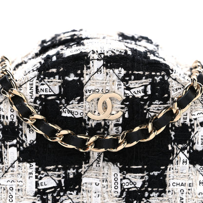 Chanel Tweed Quilted Round Clutch With Chain Black Ecru White 8 of 10