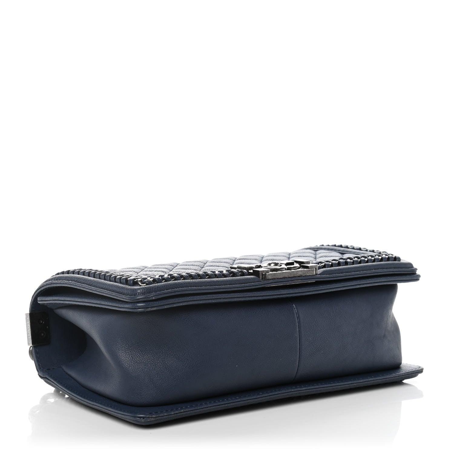 Chanel Calfskin Quilted Medium Top Handle Boy Flap Blue 4 of 11