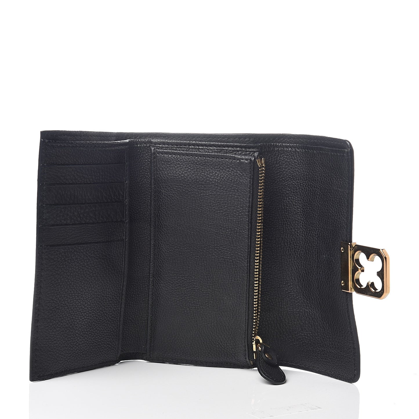Calfskin Elsie Long Wallet Black