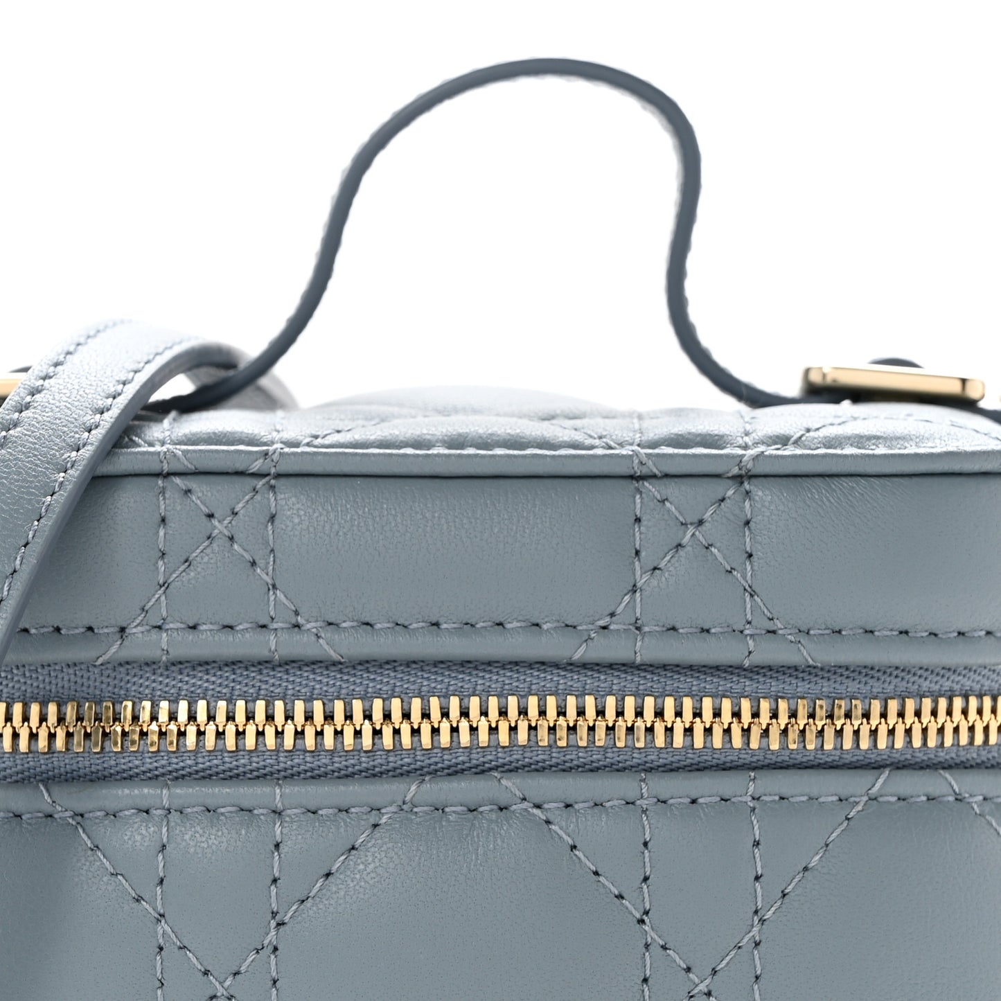 Lambskin Cannage Micro Lady Dior Vanity Case Cloud Blue