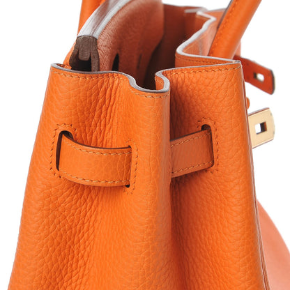 Hermes Taurillon Clemence Birkin 35 Orange 9 of 31