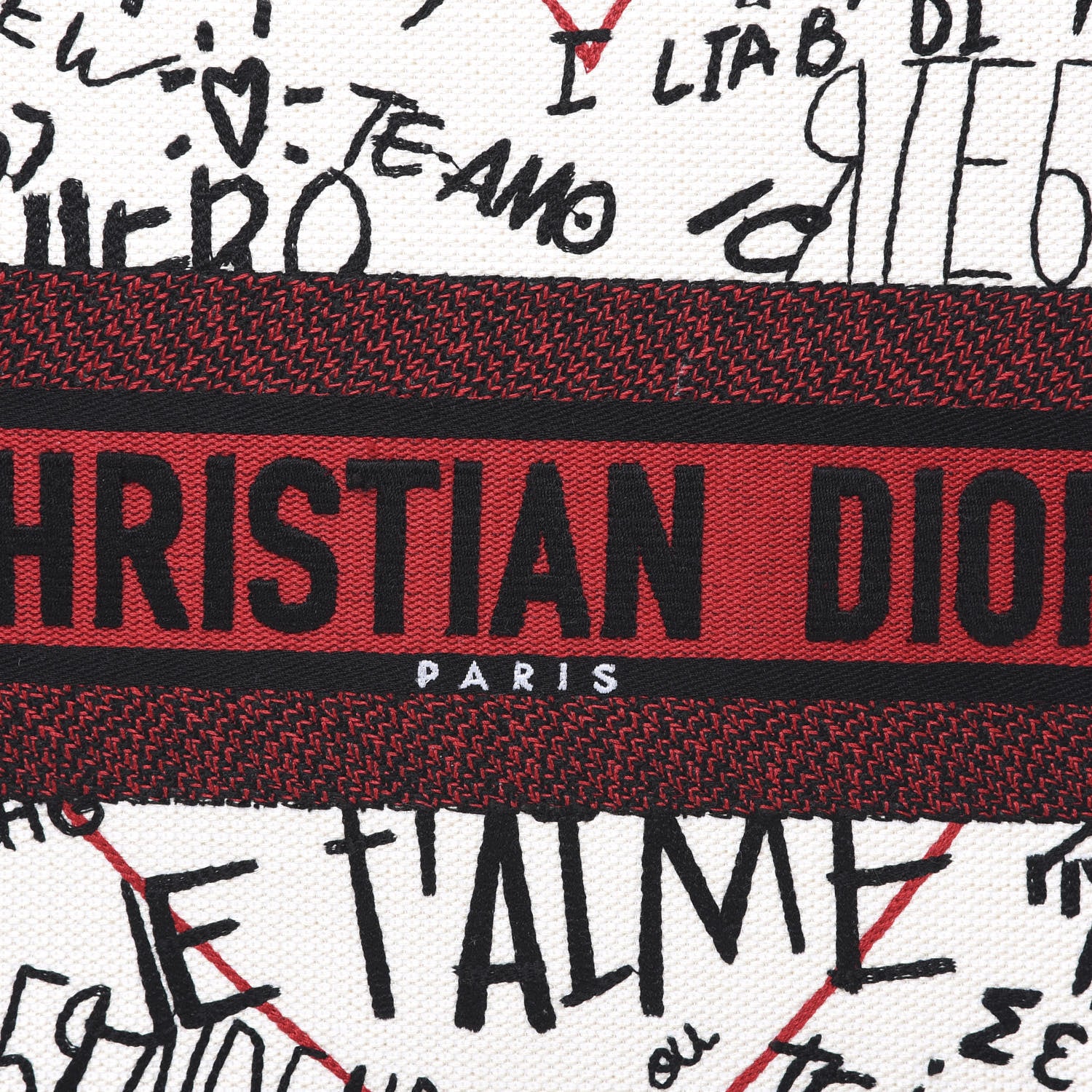 Christian Dior Canvas Embroidered Medium Dioramour Graffiti Book Tote Latte Multicolor 8 of 11