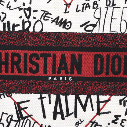 Christian Dior Canvas Embroidered Medium Dioramour Graffiti Book Tote Latte Multicolor 8 of 11