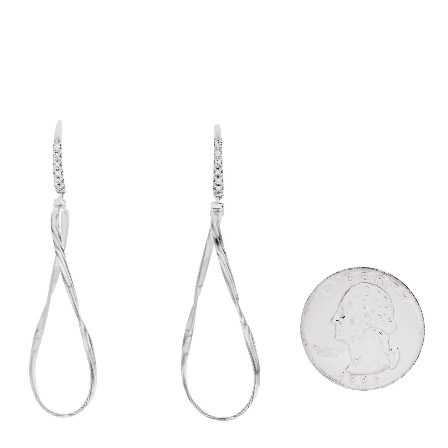 Marco Bicego 18K White Gold Diamond Marrakech Drop Earrings 2 of 4